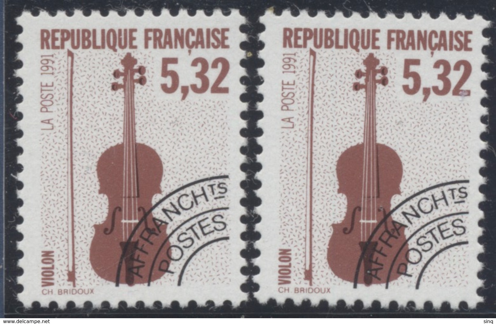 N° 223 Et 223a  Année 1992, Les Instruments De Musique, Valeur Faciale 2 X 5,32 F - 1989-2008