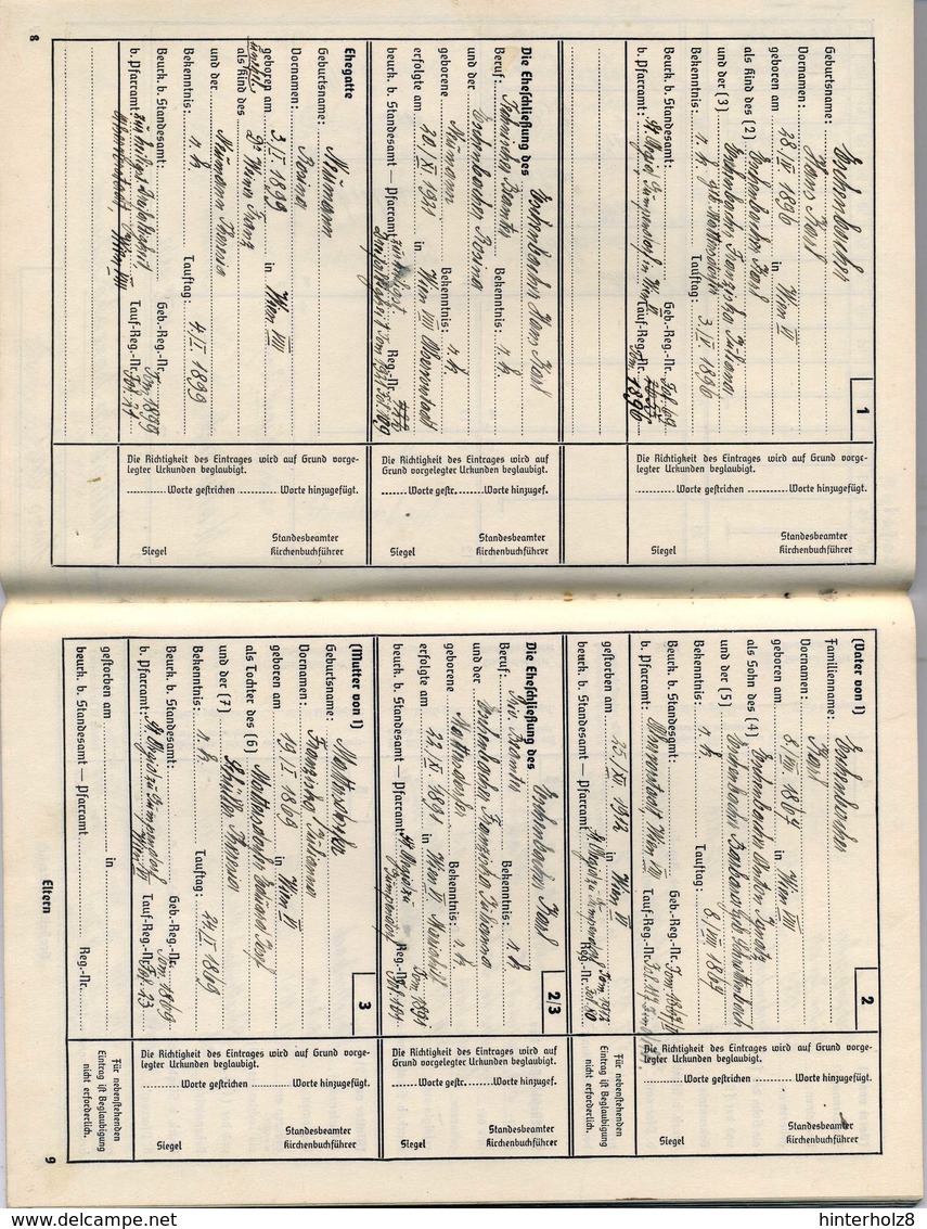 Ostmark / Wien; Ahnenpass Mit Zahlreichen Einträgen ! - Historische Dokumente