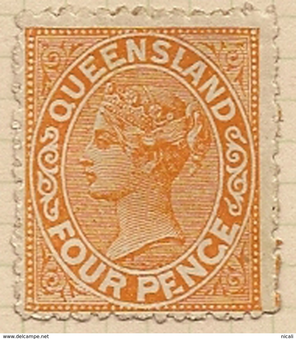 QUEENSLAND 1890 4d PENGE Flaw QV SG 194a HM VB43 - Mint Stamps