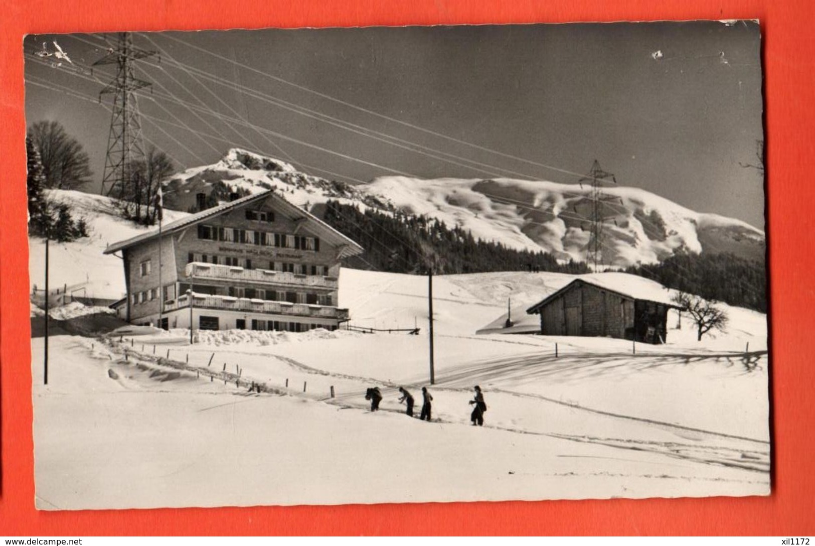 KAH-12 Berghaus Hasliberg Wasserwendl .Schifahrer.  Gelaufen  Würgler 321. Briefmarke Fehlt. - Hasliberg