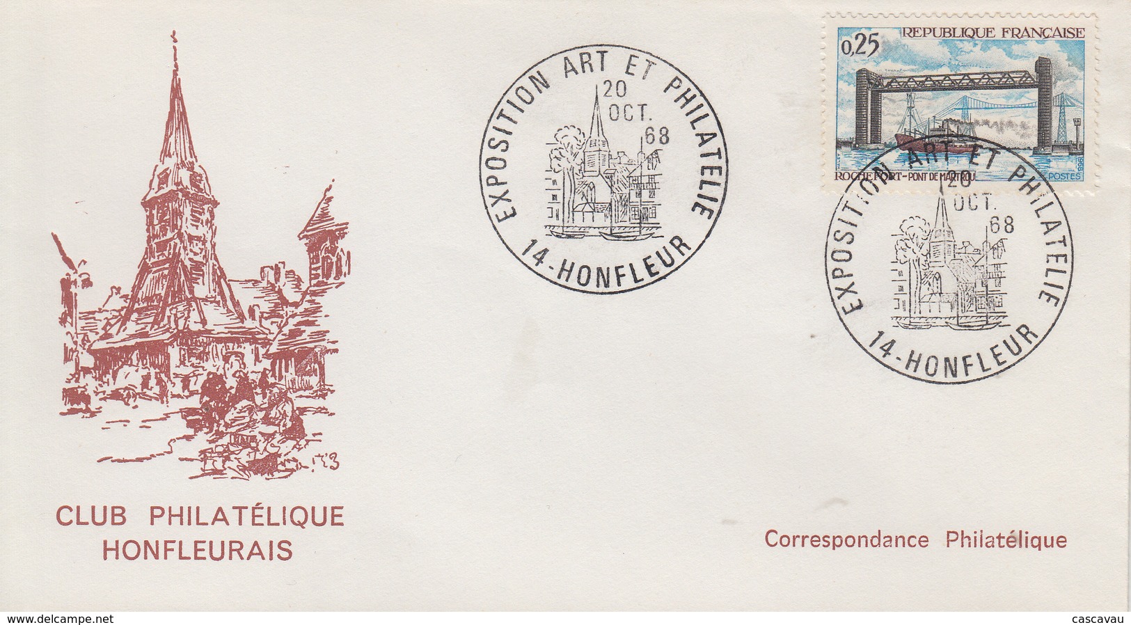 Enveloppe   FRANCE   Exposition  Art  Et  Philatélie   HONFLEUR   1968 - Esposizioni Filateliche