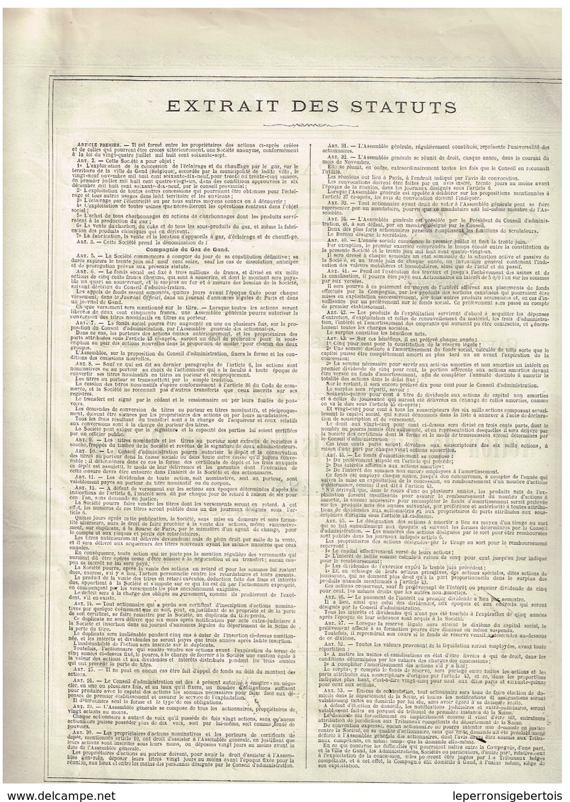 Titre Ancien - Compagnie Du Gaz De Gand - Titre De 1880 - Electricidad & Gas