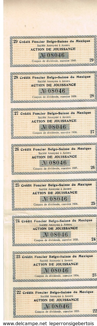 Titre Ancien - Crédit Foncier Belgo-Suisse Du Mexique - Société Anonyme  - Titre De 1911 - Banque & Assurance