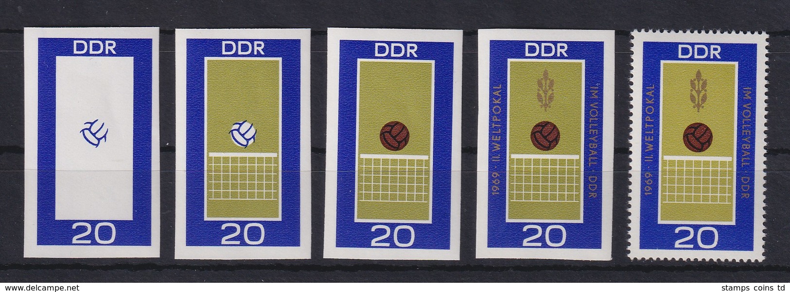 DDR 1969 Kpl. Serie Phasendrucke Mi.-Nr. 1493 Volleyball **  - Errors & Oddities