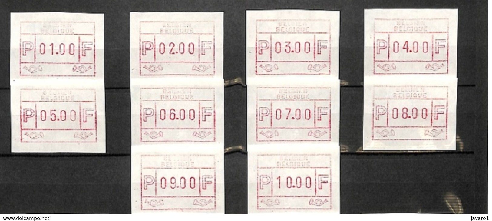 BELGIUM : 1st ISSSUE  Text  BELGIE-BELGIQUE  10 Vignets 1 To 10 BFR  MNH - Other & Unclassified