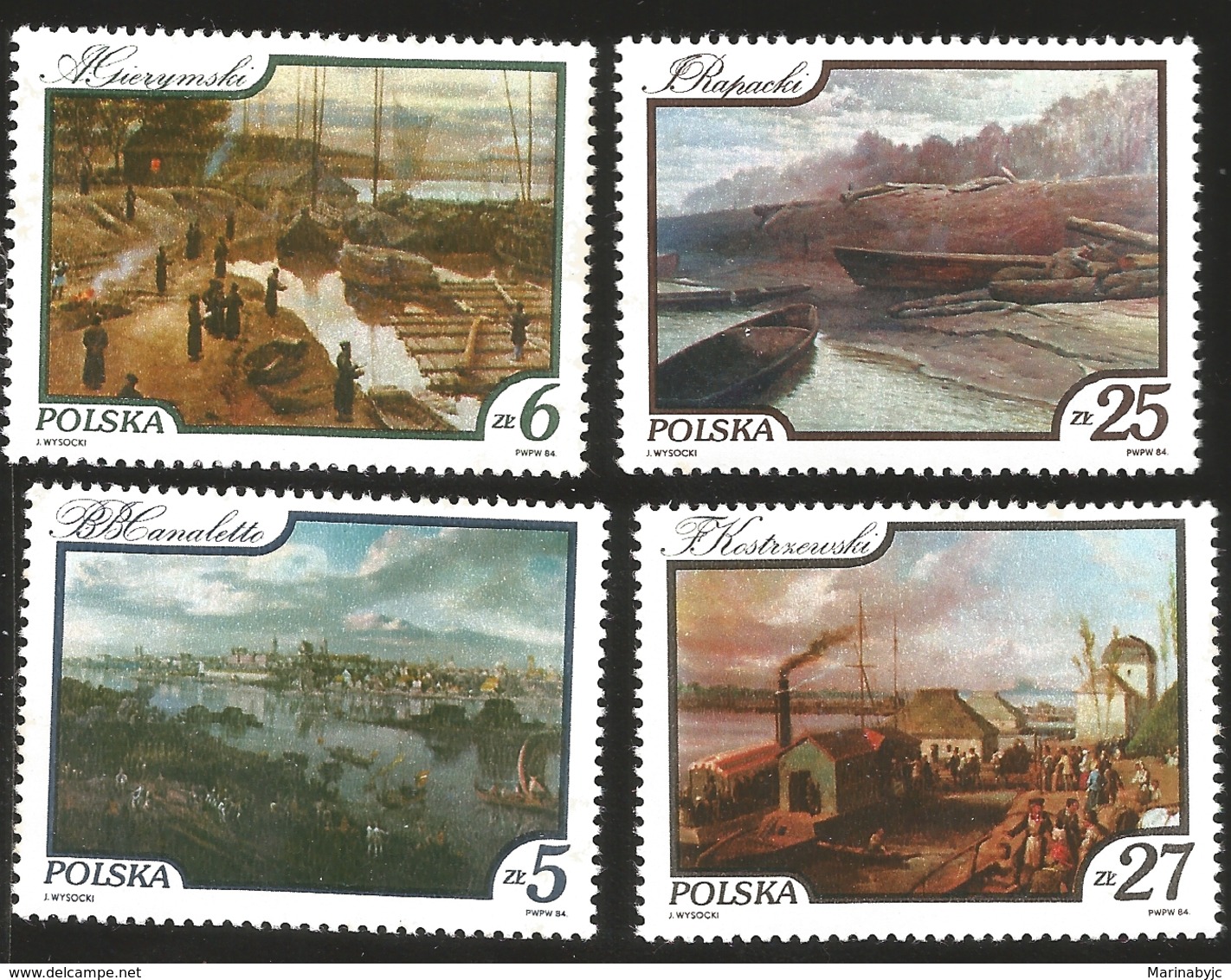 V) 1984 POLAND, PAINTINGS OF VISTULA RIVER VIEWS, VIEW OF WARSAW FROM THE PRAGA BANK BY BERNARDO BELOTTO CANALETTO, MNH - Unused Stamps