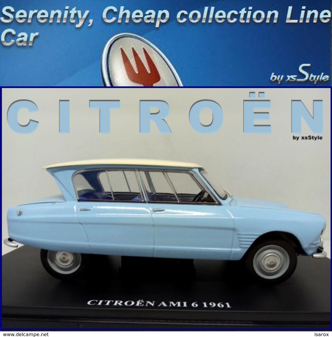Neuf Citroën Ami 6 Bleu 1961 1/24 Auto Vintage N°10 Métal - Other & Unclassified