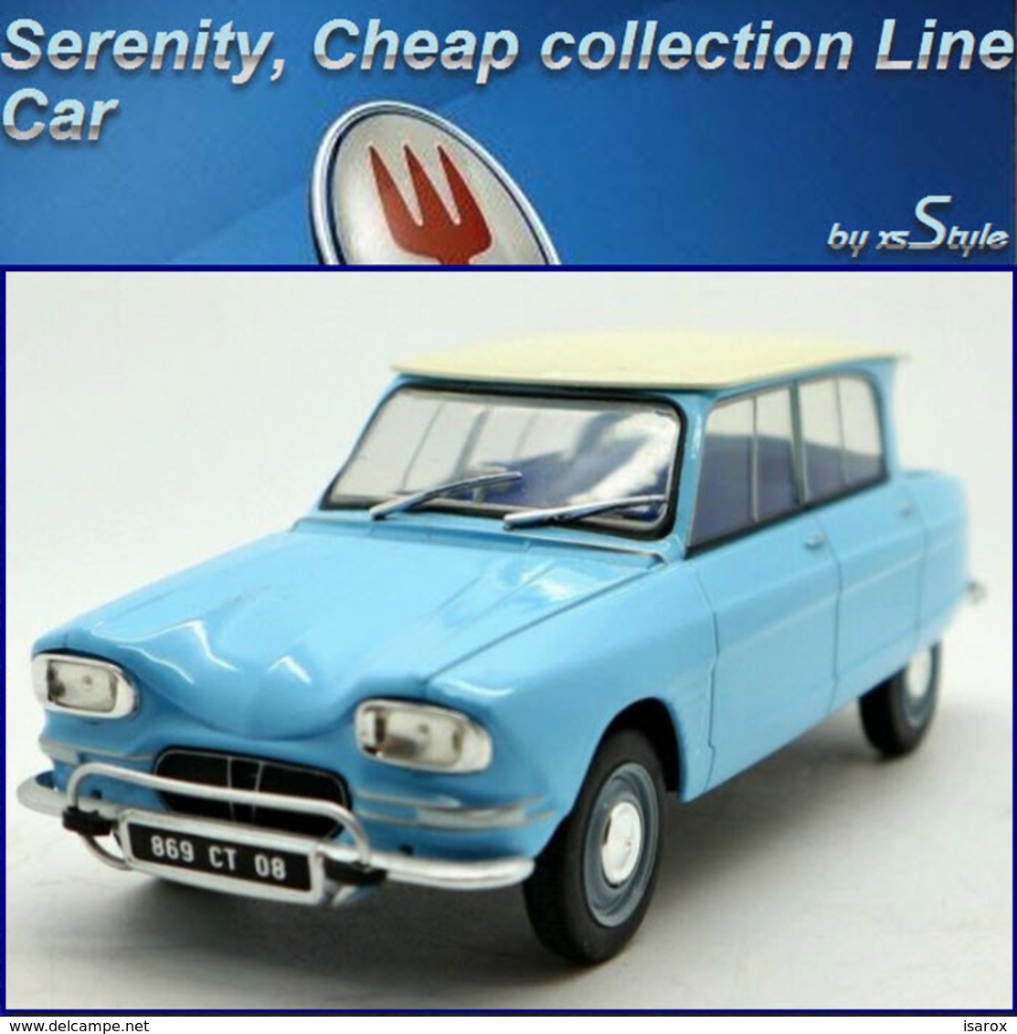 Neuf Citroën Ami 6 Bleu 1961 1/24 Auto Vintage N°10 Métal - Other & Unclassified