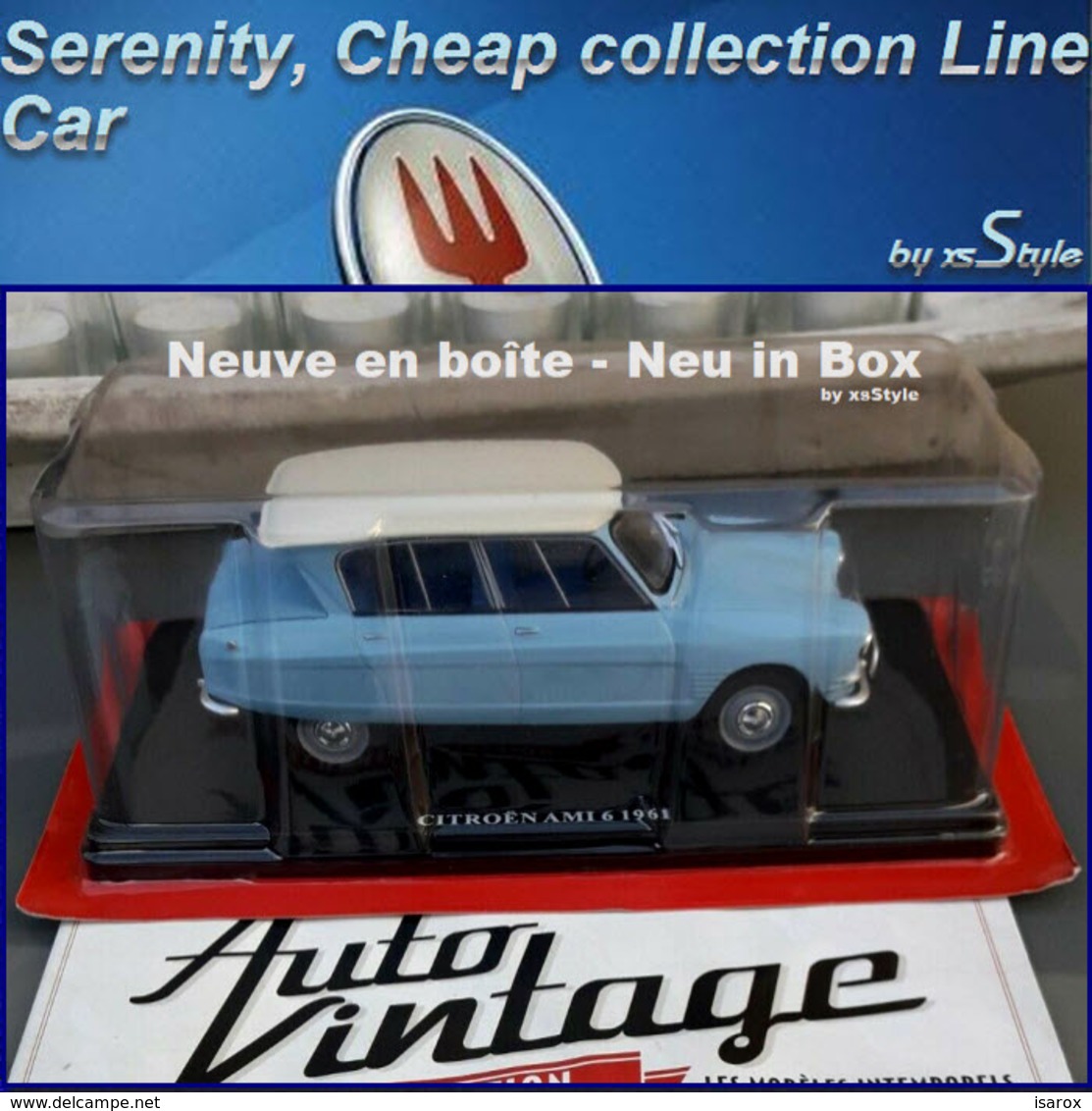 Neuf Citroën Ami 6 Bleu 1961 1/24 Auto Vintage n°10 Métal