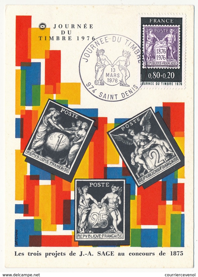 FRANCE - Carte Fédérale - Journée Du Timbre 1976 - Le Type Sage - 974 SAINT-DENIS - 13 Mars 1976 - Journée Du Timbre