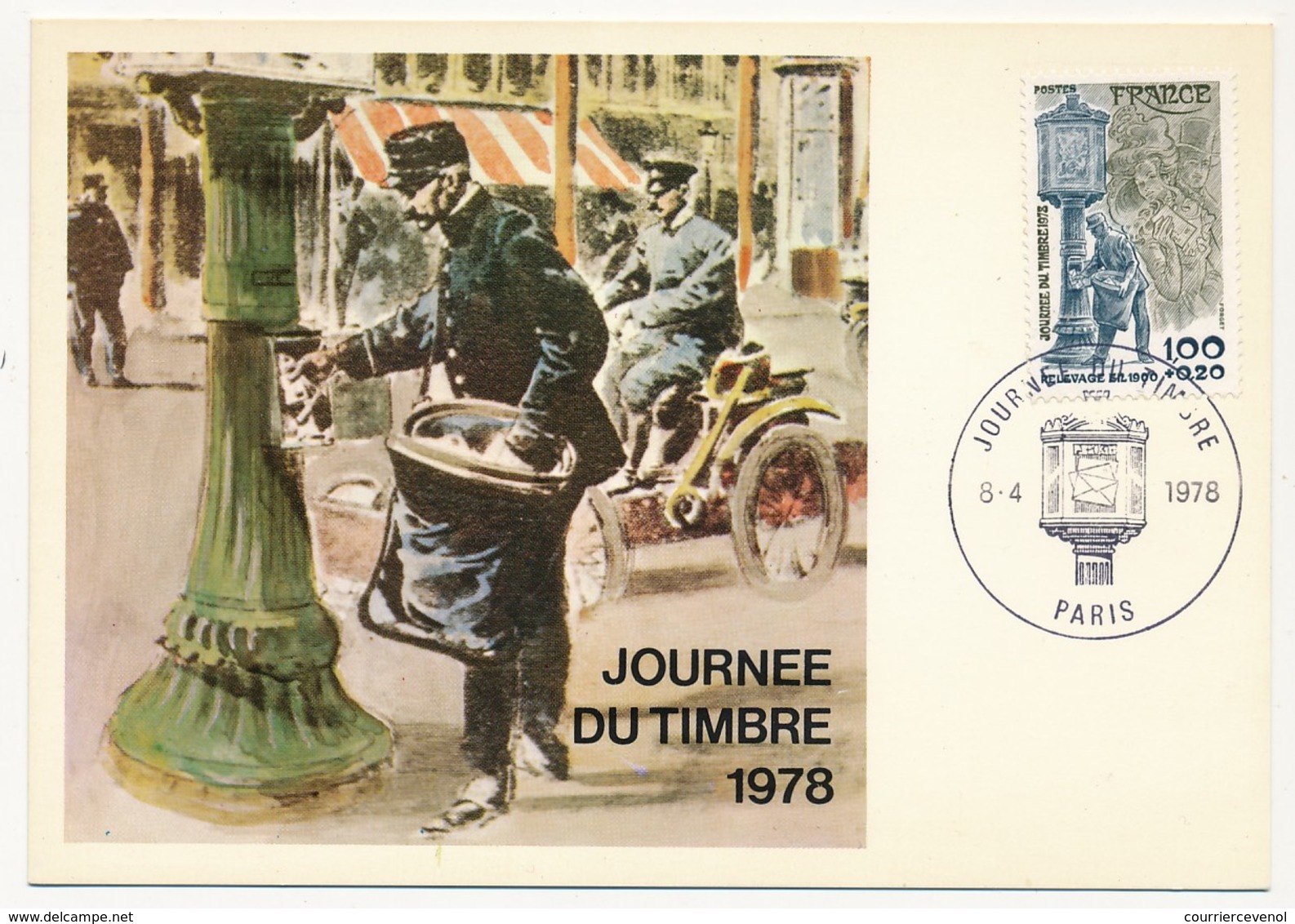 FRANCE - Carte Maximum - Journée Du Timbre 1978 - Relevage Du Courrier - Paris - 8 Avril 1978 - Journée Du Timbre