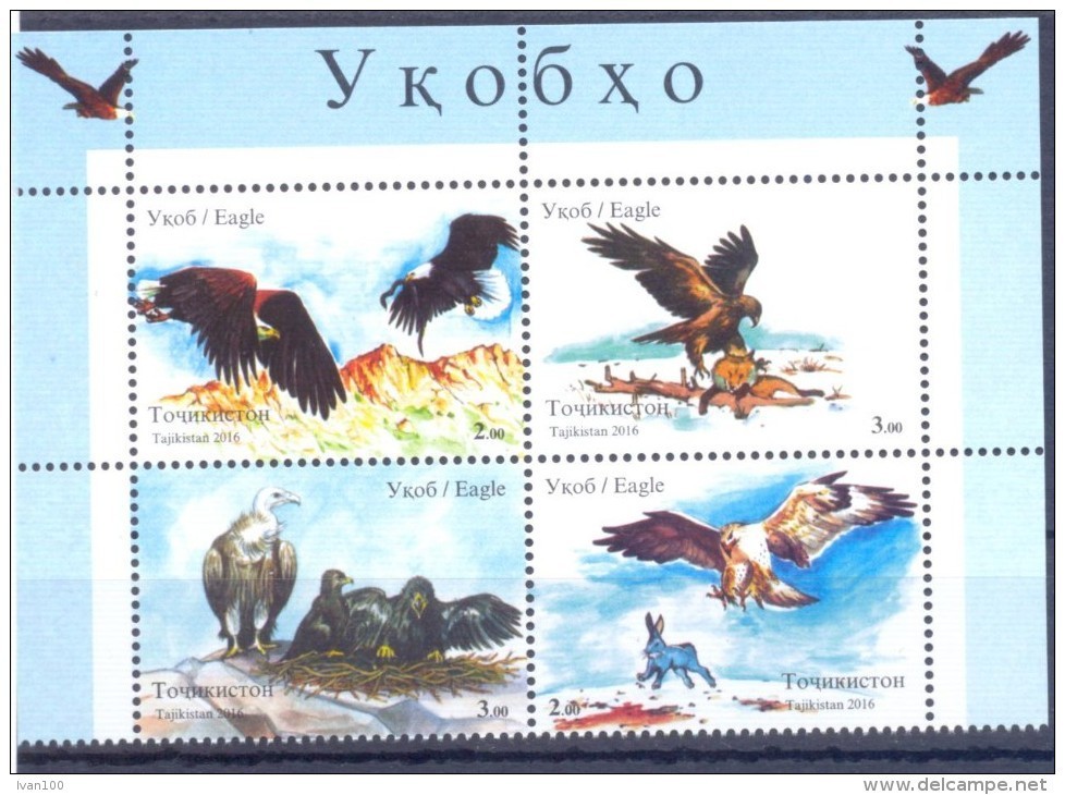 2016. Tajikistan, Eagles Of Tajikistan, 4v Perforated,  Mint/** - Tadjikistan