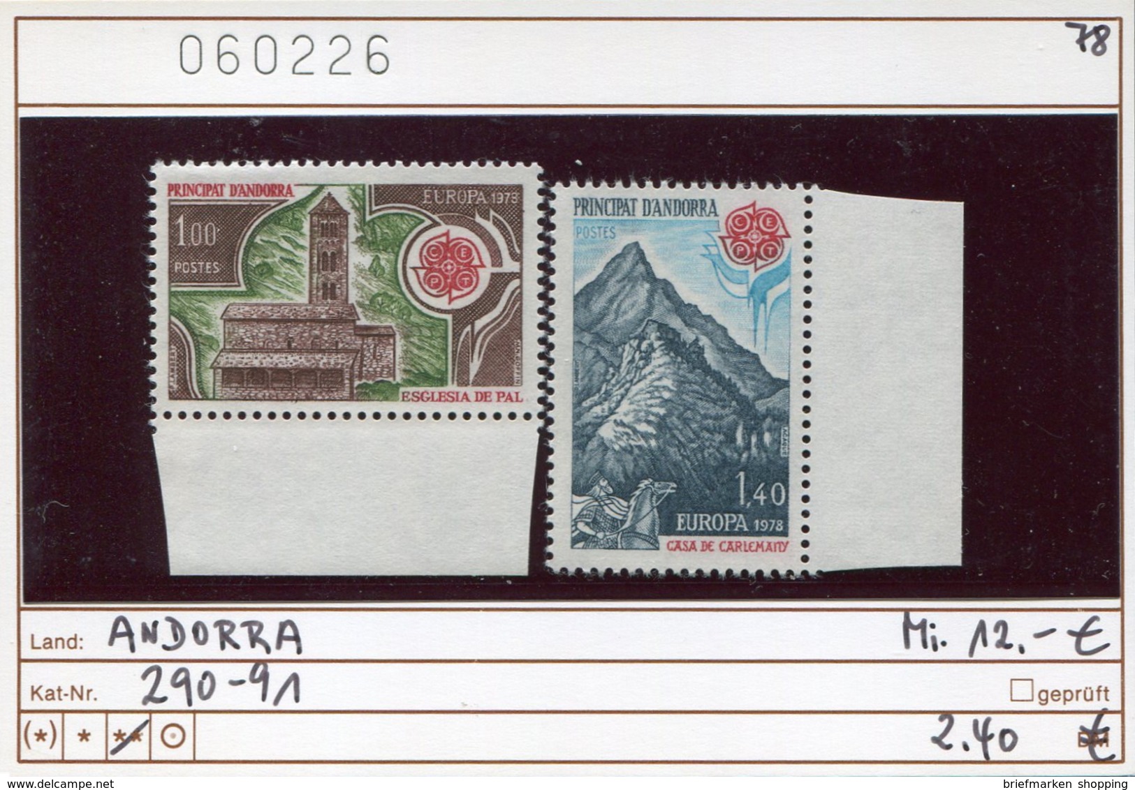 Andorra 1978 - Andorre 1978 -  Michel 290-291 - ** Mnh Neuf Postfris - CEPT - Ungebraucht