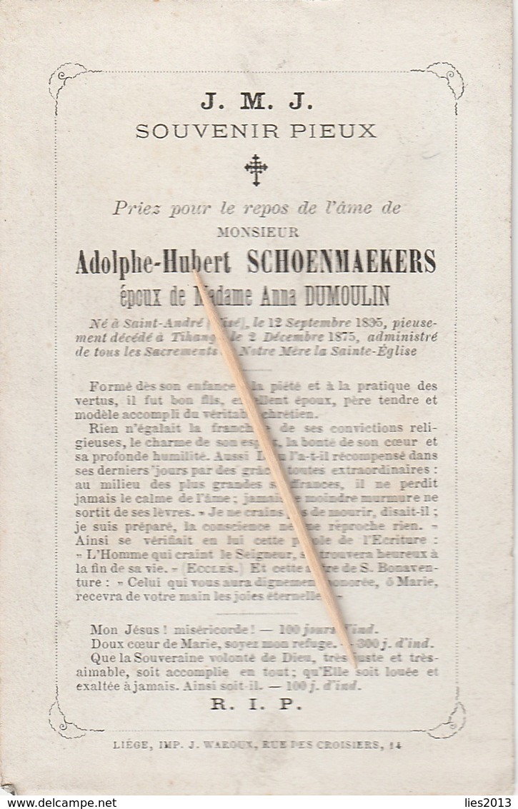 Saint-André , Visé, Tihange, 1875, Adolphe Schoenmaekers, Dumoulin - Godsdienst & Esoterisme