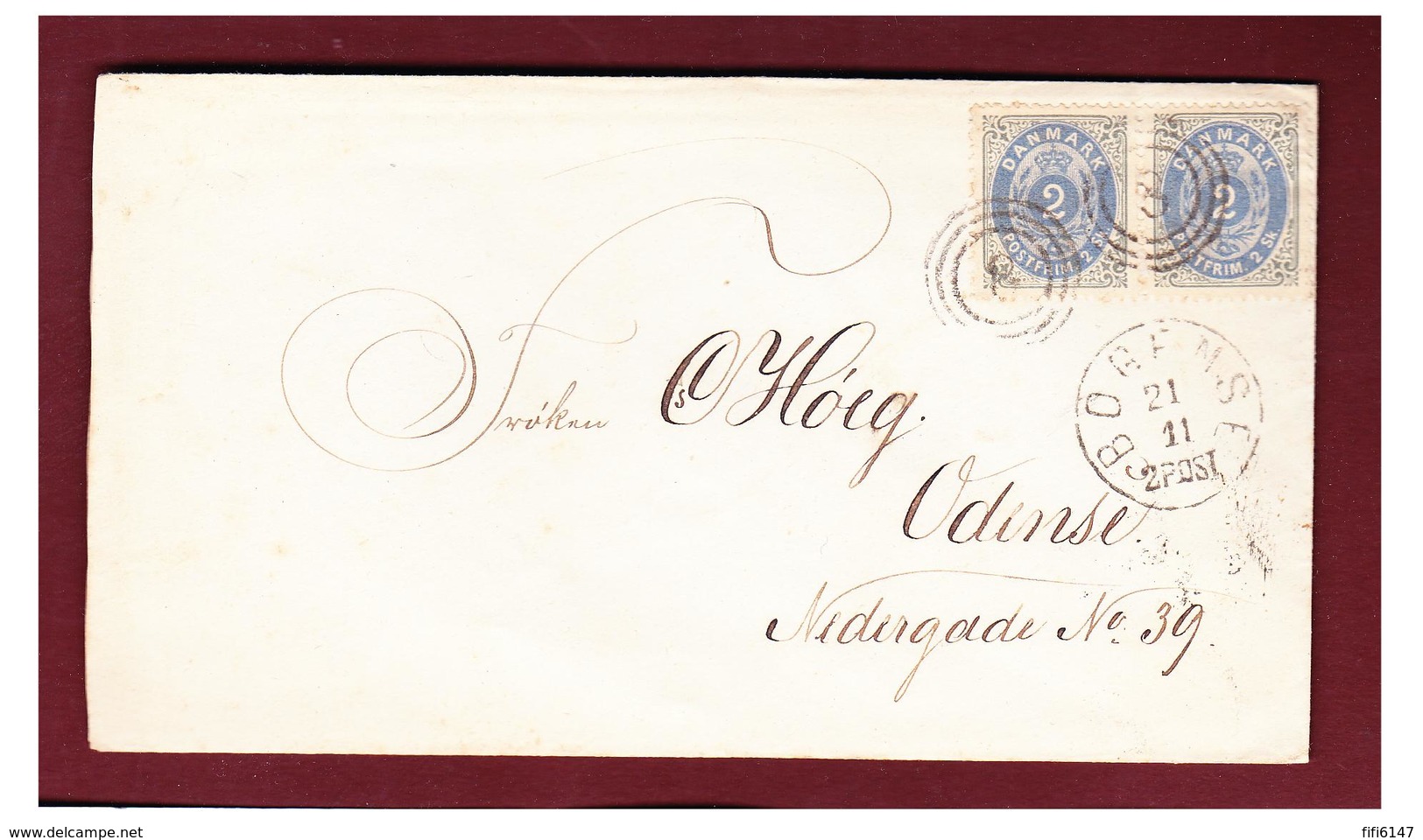 DANEMARK -- 1870-- LETTRE DE BOGENSE POUR ODENSE -- PAIRE DU 2 SKILLING -- - Storia Postale