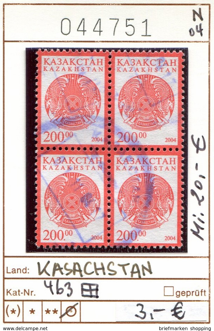 Kasachstan - Kazakhstan - Michel 463 Im Viererblock - Oo Oblit. Used Gebruikt - - Kasachstan