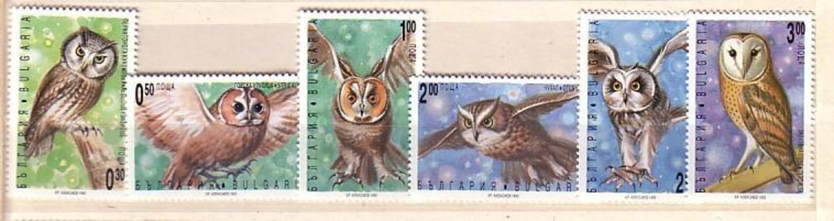 1992 Fauna BIRDS-Owls 6 V.-MNH  BULGARIA / Bulgarie - Neufs