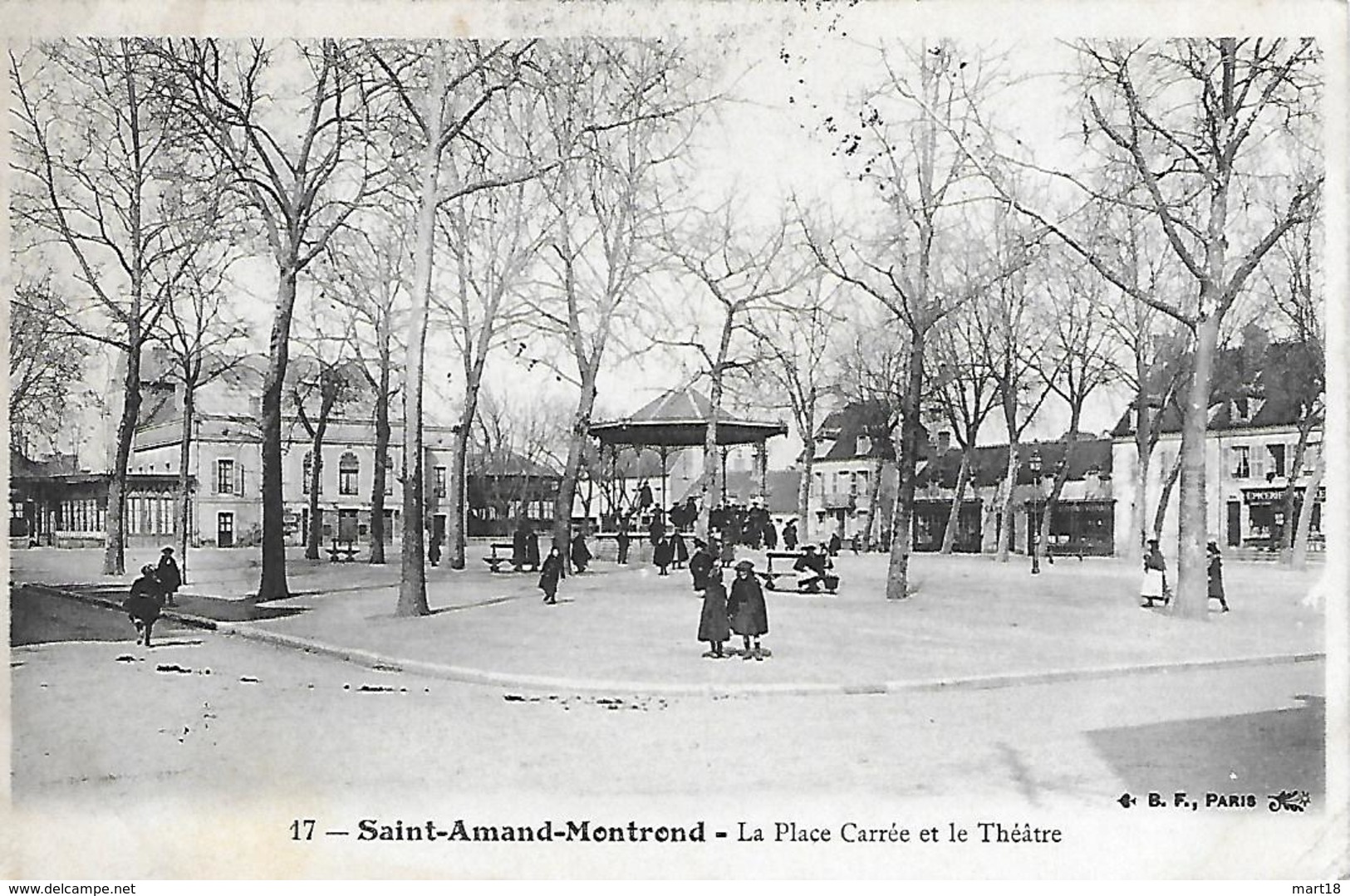 Carte Postale - St AMAND-MONTROND - La Place Carrée Et Le Théâtre - 1907 - - Saint-Amand-Montrond