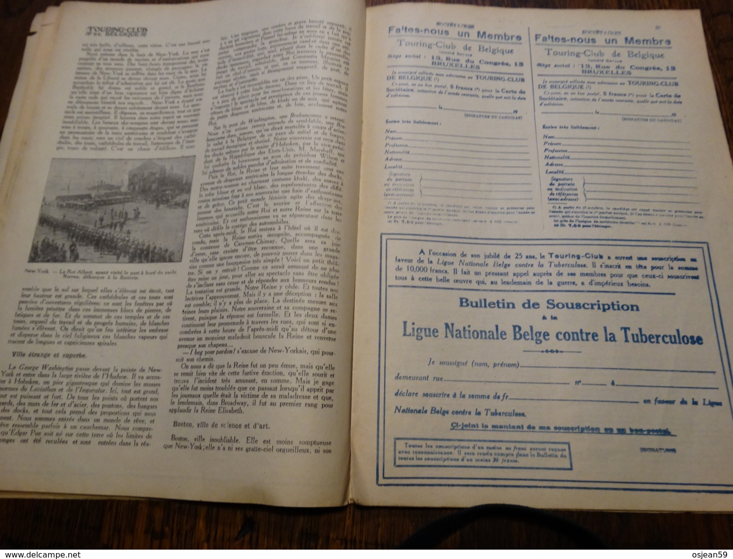 Touring-Club de Belgique.Numéro jubilaire 01 février 1920.Les nouveaux territoires belges,visite du Roi en Amérique.