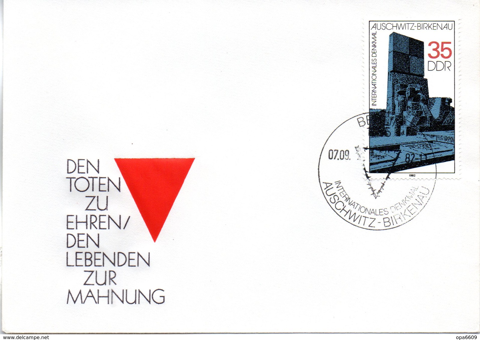 (WK2-1) DDR Schmuck-FDC "Denkmal In Der Mahn- Und Gedenkstätte Auschwitz-Birkenau"  Mi.2735 ESSt 7.9.1982 BERLIN - Altri & Non Classificati