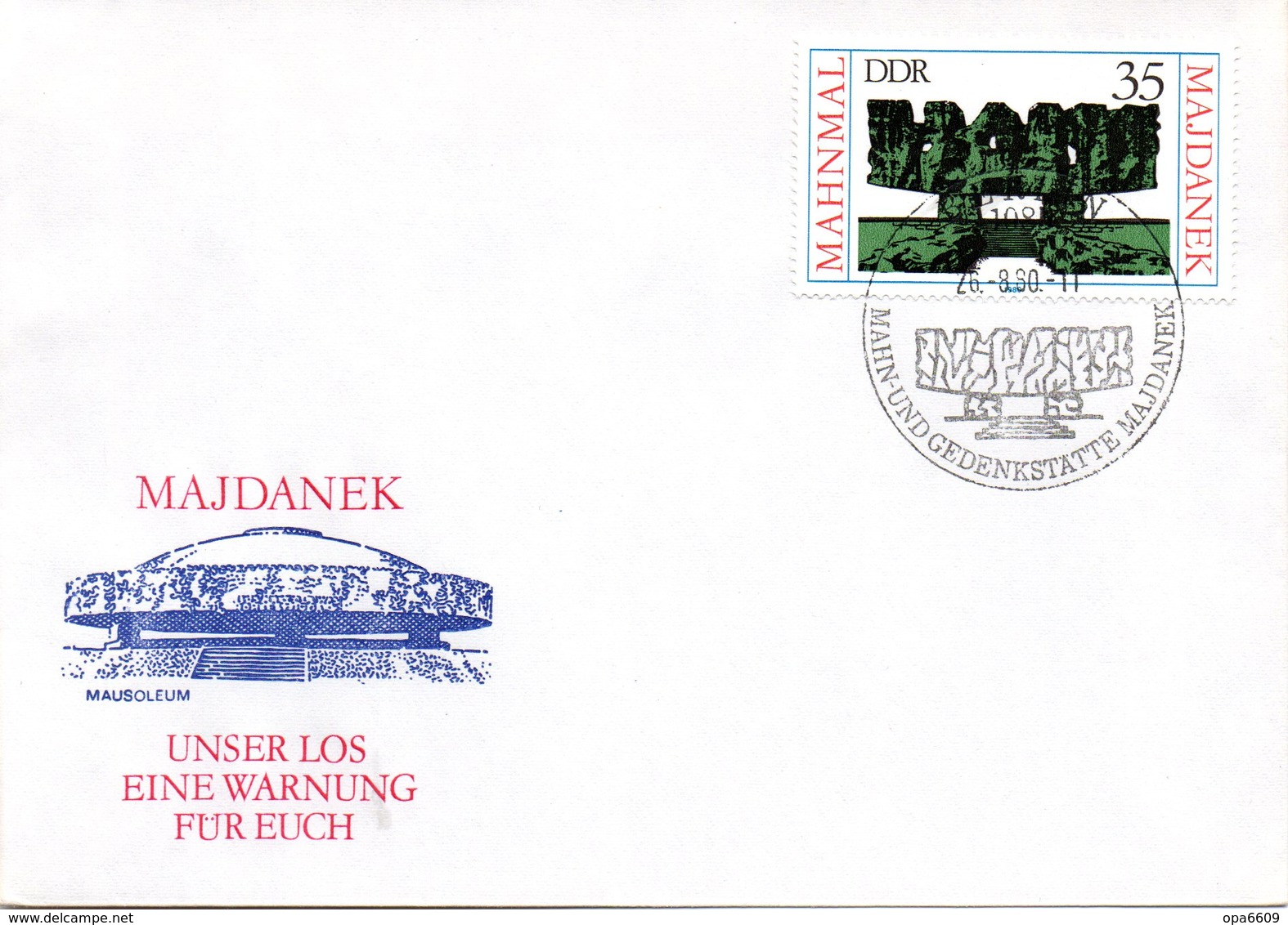 (WK2-1) DDR Schmuck-FDC "Mahnmal In Der Mahn- Und Gedenkstätte Majdanek (Polen)"  Mi.2538 ESSt 26.8.1980 BERLIN - Sonstige & Ohne Zuordnung