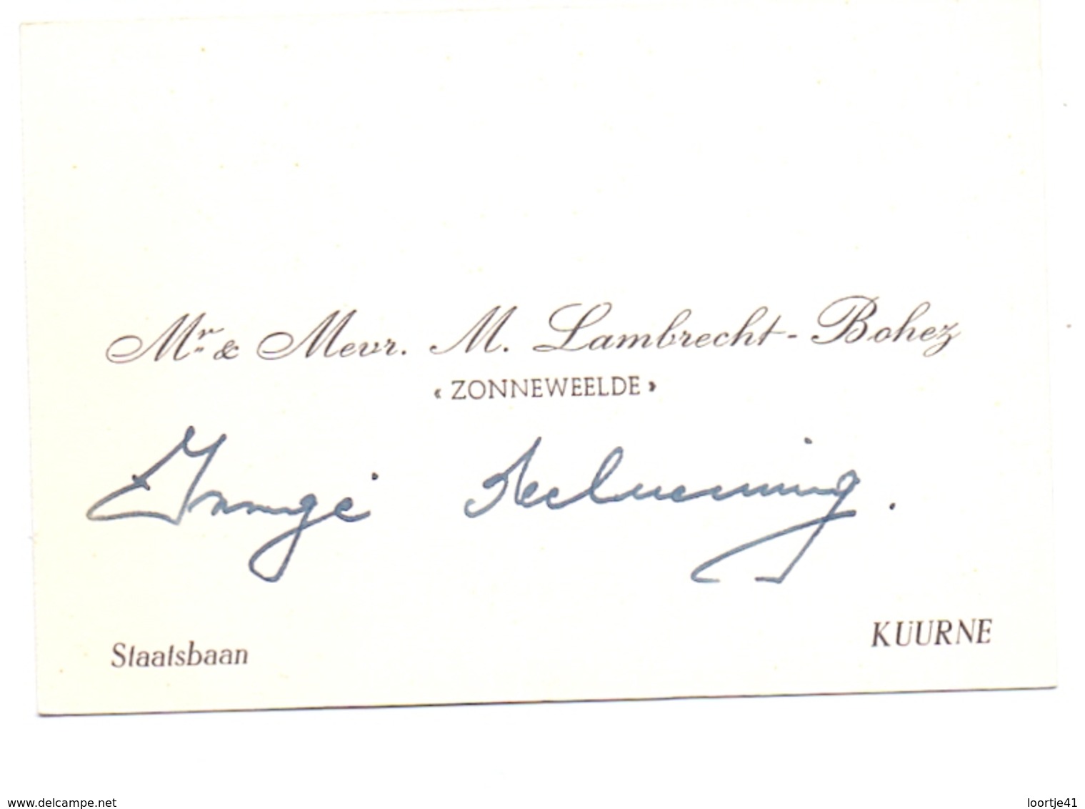 Visitekaartje - Carte Visite - Mr & Mevr M. Lambrecht - Bohez - Zonneweelde Kuurne - Visiting Cards