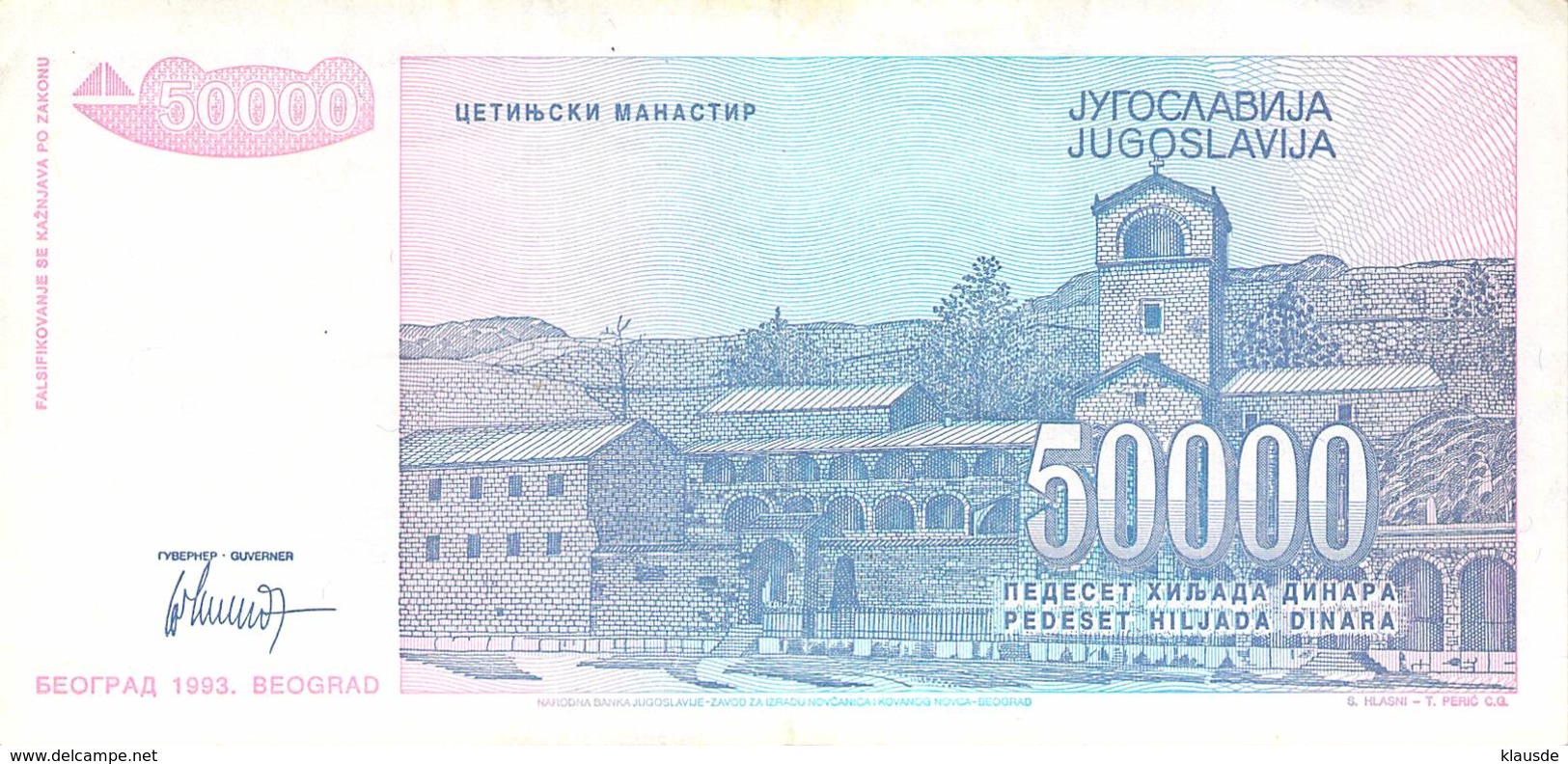 50000 Dinar Banknote Jugoslawien 1993 VF/F (III) - Jugoslawien