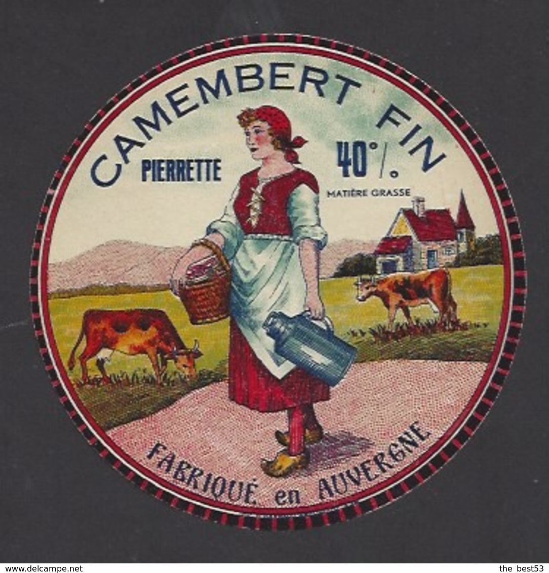 Etiquette Fromage Camembert  -  Pierrette  -   Fabriqué En Auvergne - Cheese