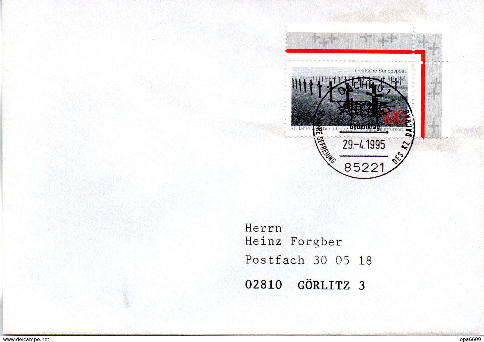 (WK2-1) BRD Sonderstempel-Beleg "50 Jahre Befreiung Des KZ Dachau"  EF Mi.1768 SSt 29.4.1995 DACHAU 1 - Storia Postale