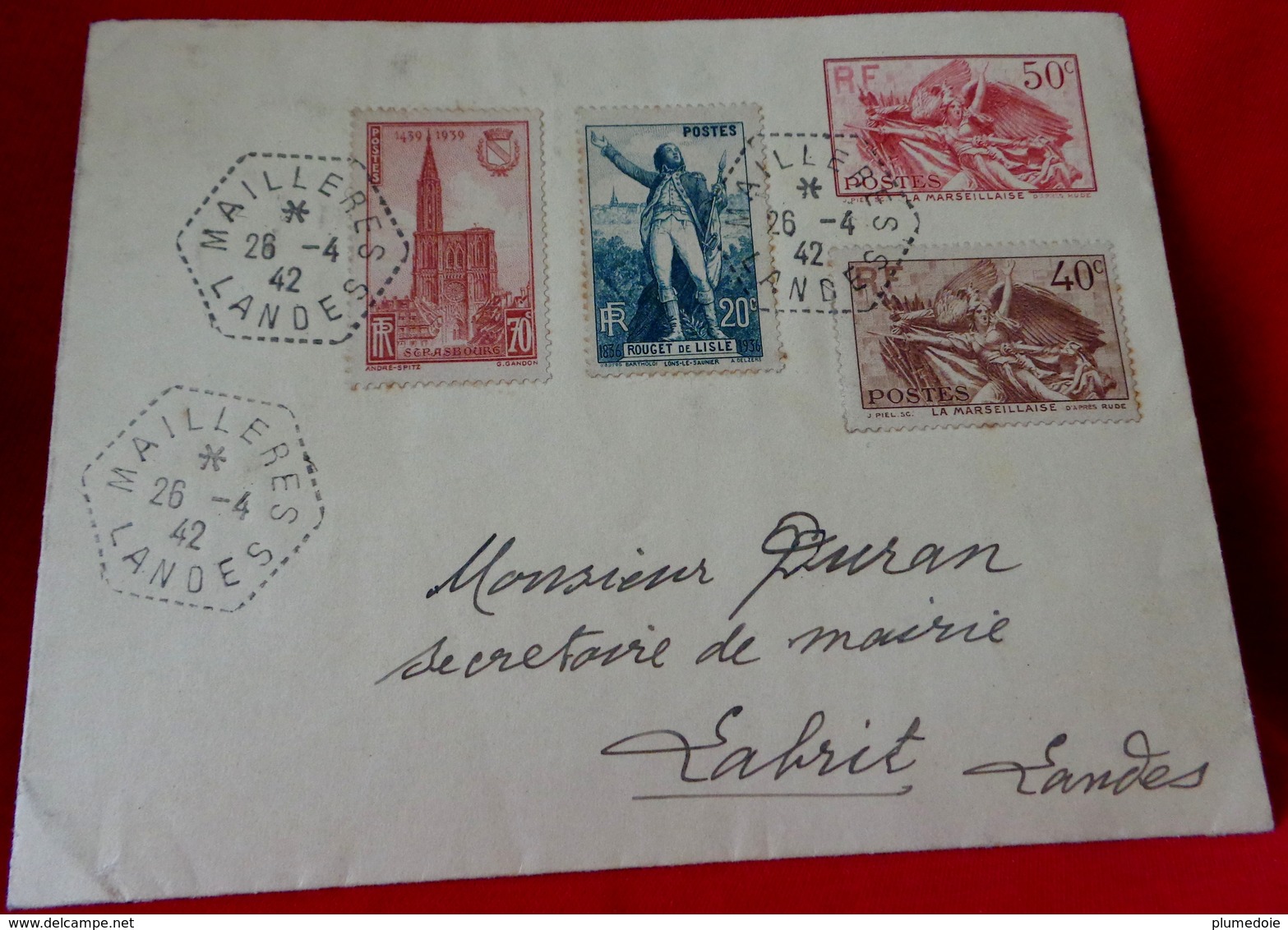 MARCOPHILIE ENVELOPPE Timbre à Date De La Poste Rurale Au Type F4 De MAILLERES ( LANDES ) à LABRIT . 1942. TIMBRES - 1921-1960: Période Moderne