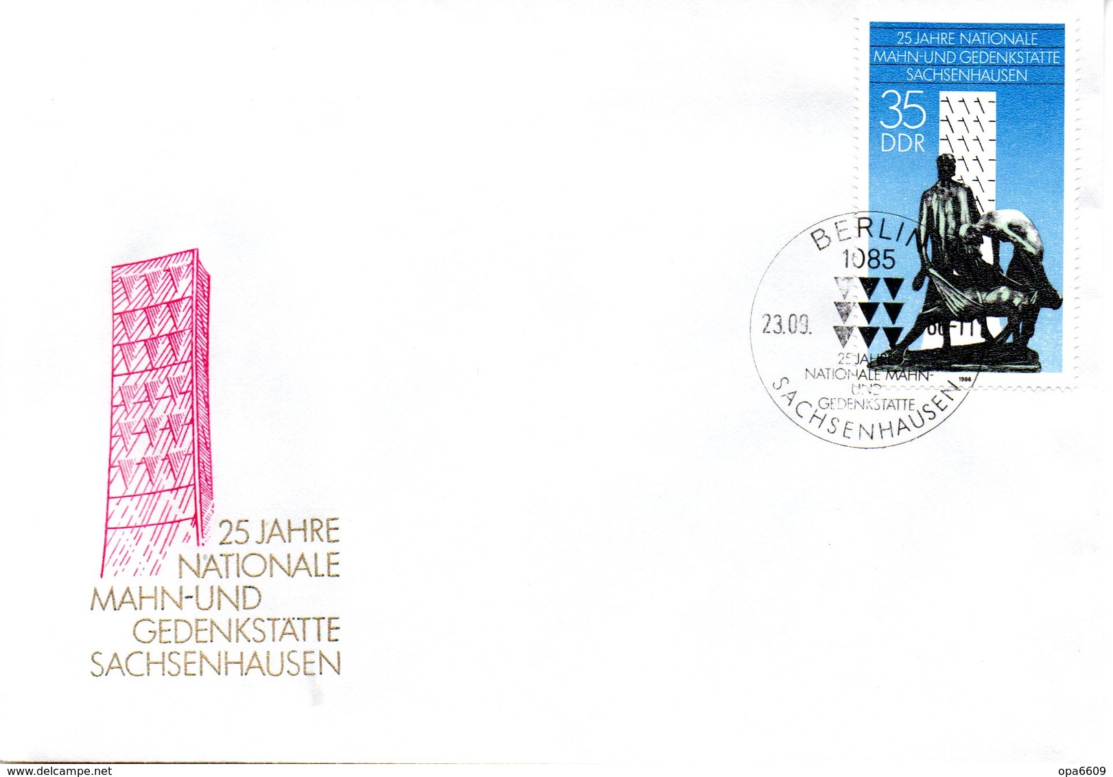 (WK2-1) DDR Schmuck-FDC "Figurengruppe In Der Mahn- Und Gedenkstätte Sachsenhausen"  Mi.3051 ESSt 23.9.1986 BERLIN - Altri & Non Classificati