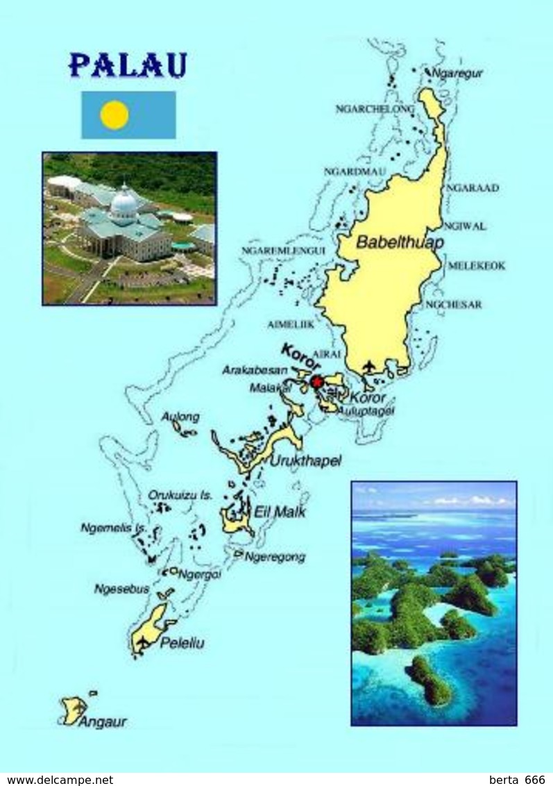 Palau Island Nation Map New Postcard Landkarte AK - Palau