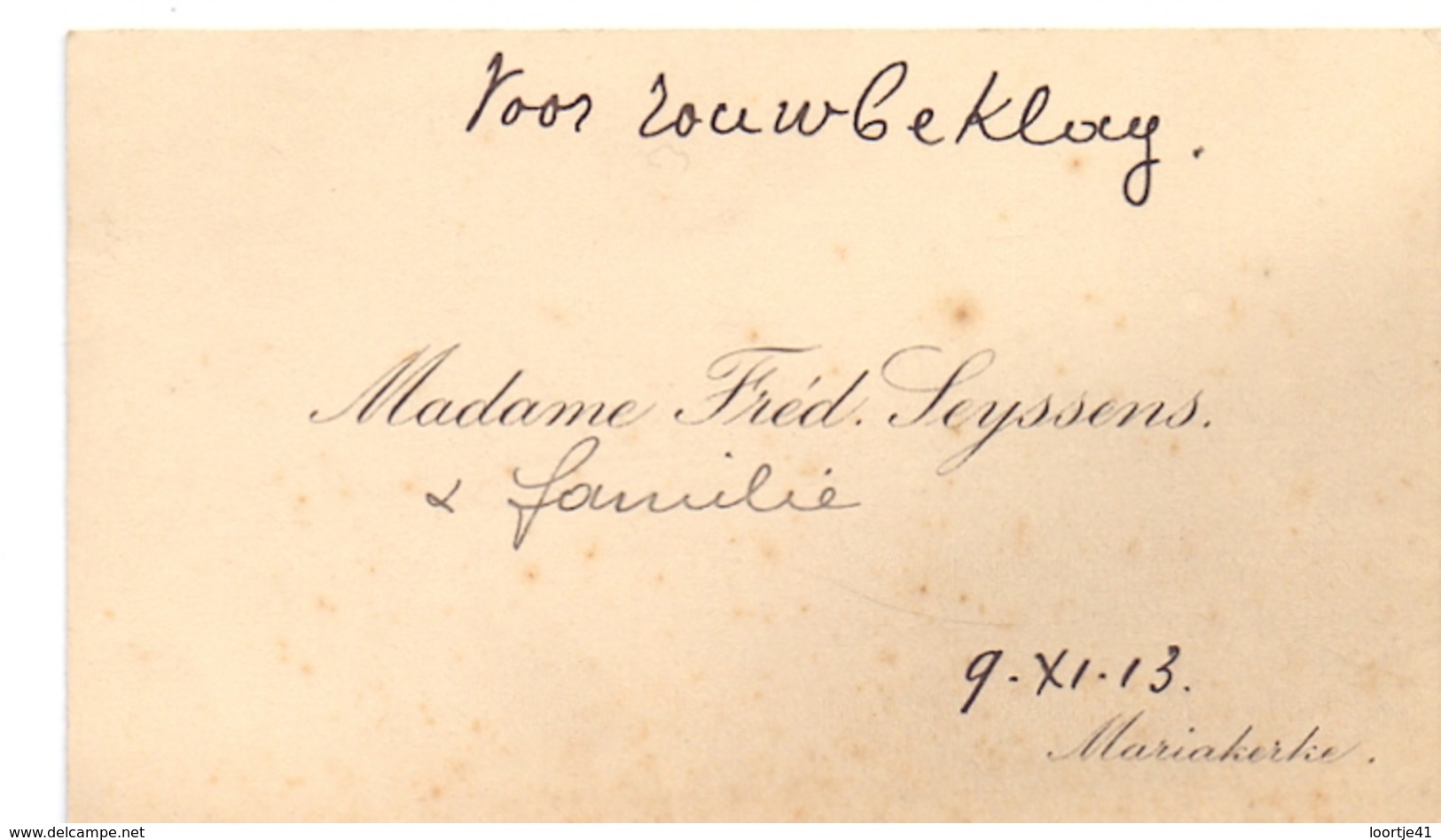 Visitekaartje - Carte Visite - Madame Fréd. Seyssens - Mariakerke - Visiting Cards