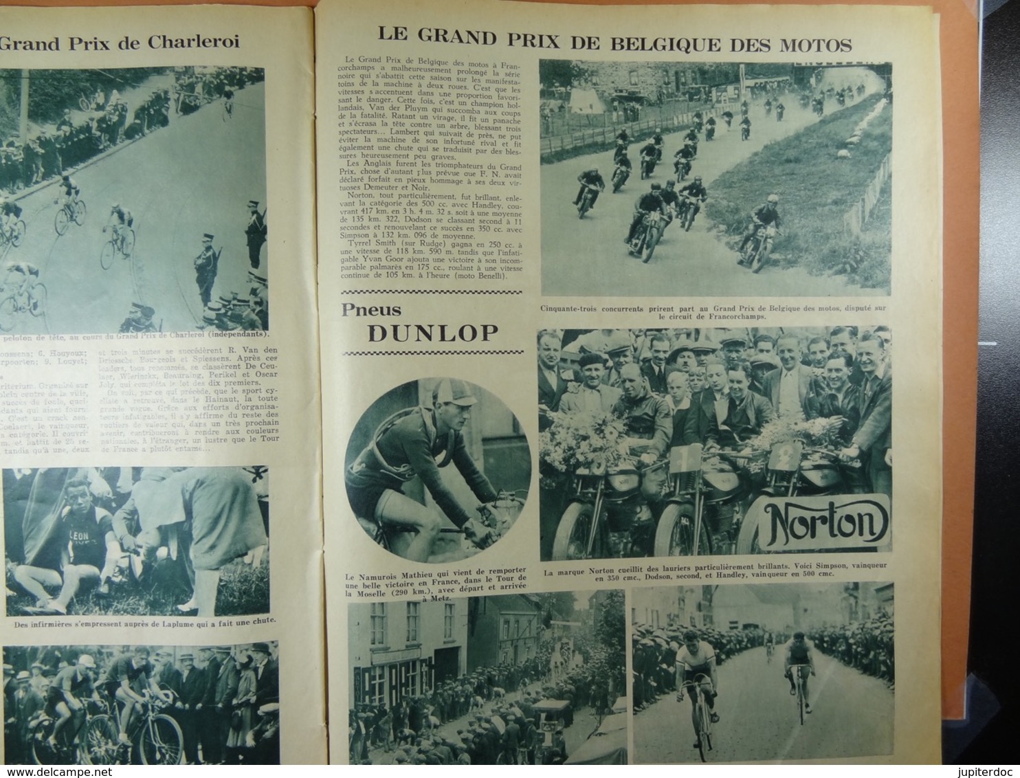 Les Sports Illustrés 1934 N° 691 Tour de France Thil-Devos Dans les Alpes Magne Martano Beveren Motos Francorchamps