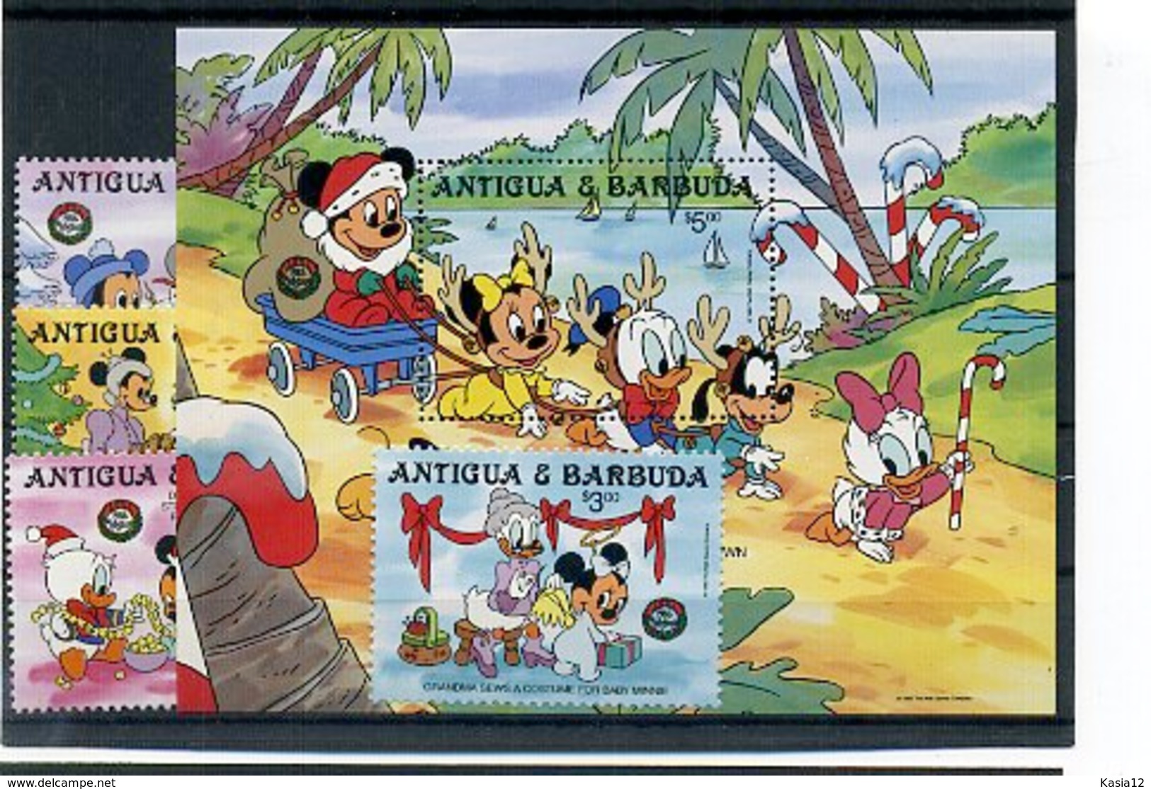 A23689)Disney: Antigua 996 - 997** + 1000 - 1001** + Bl 120** - Disney