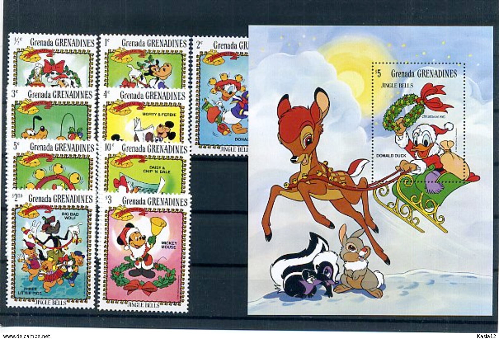 A23721)Disney: Grenada-Grenadinen 570 - 578** + Bl 76** - Disney