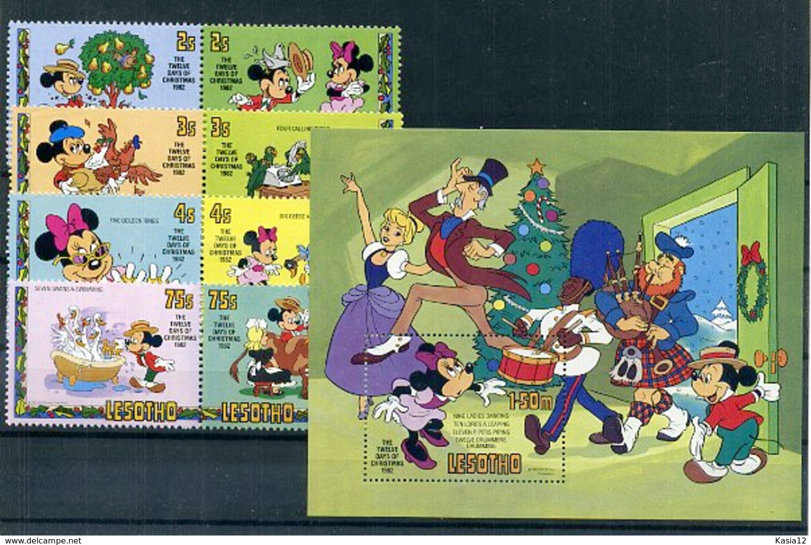 A23725)Disney: Lesotho 402 - 409 Paare** + Bl 16** - Disney