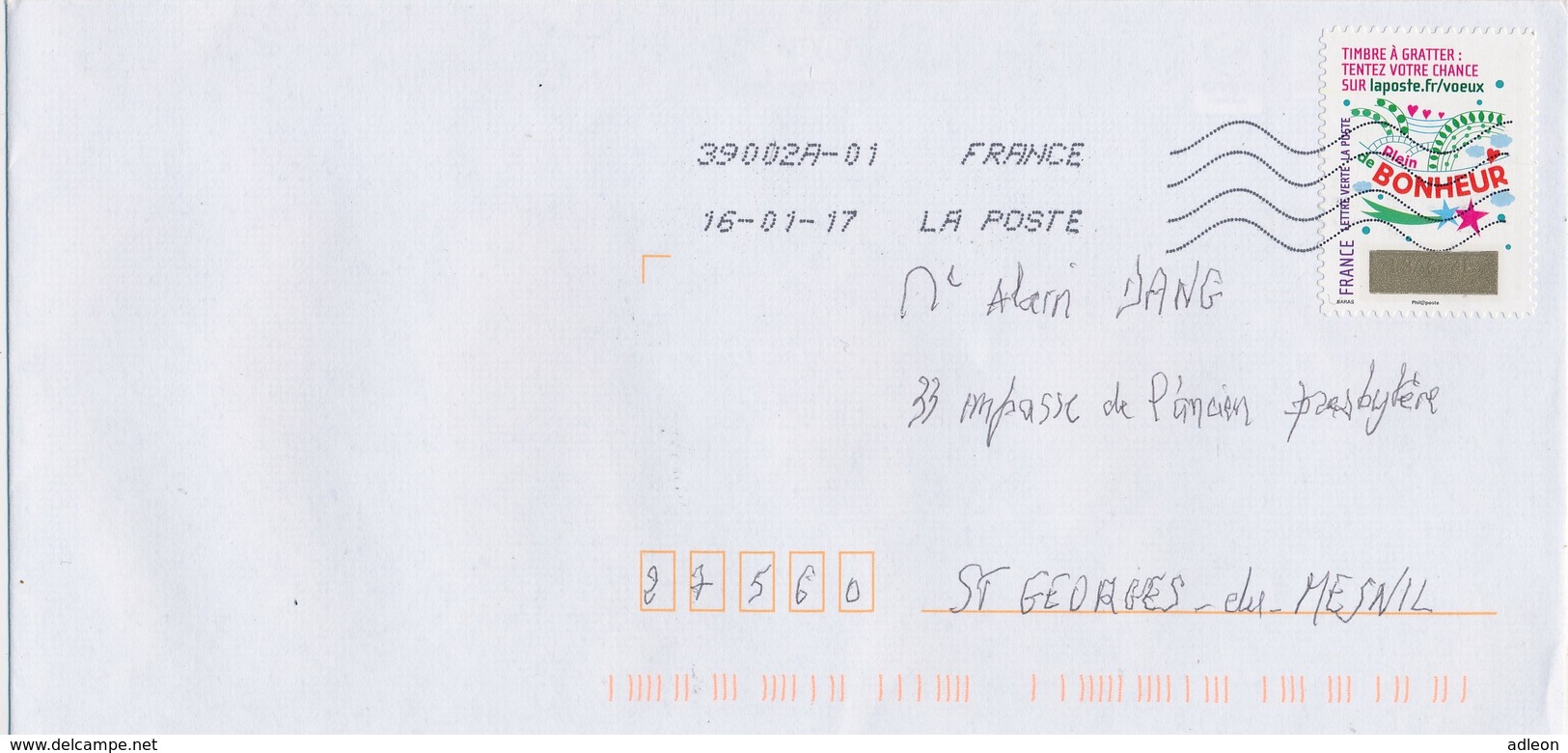 France - Voeux 2016 - YT A1342 Obl. Ondulations TSC1000 Sur Lettre - Briefe U. Dokumente