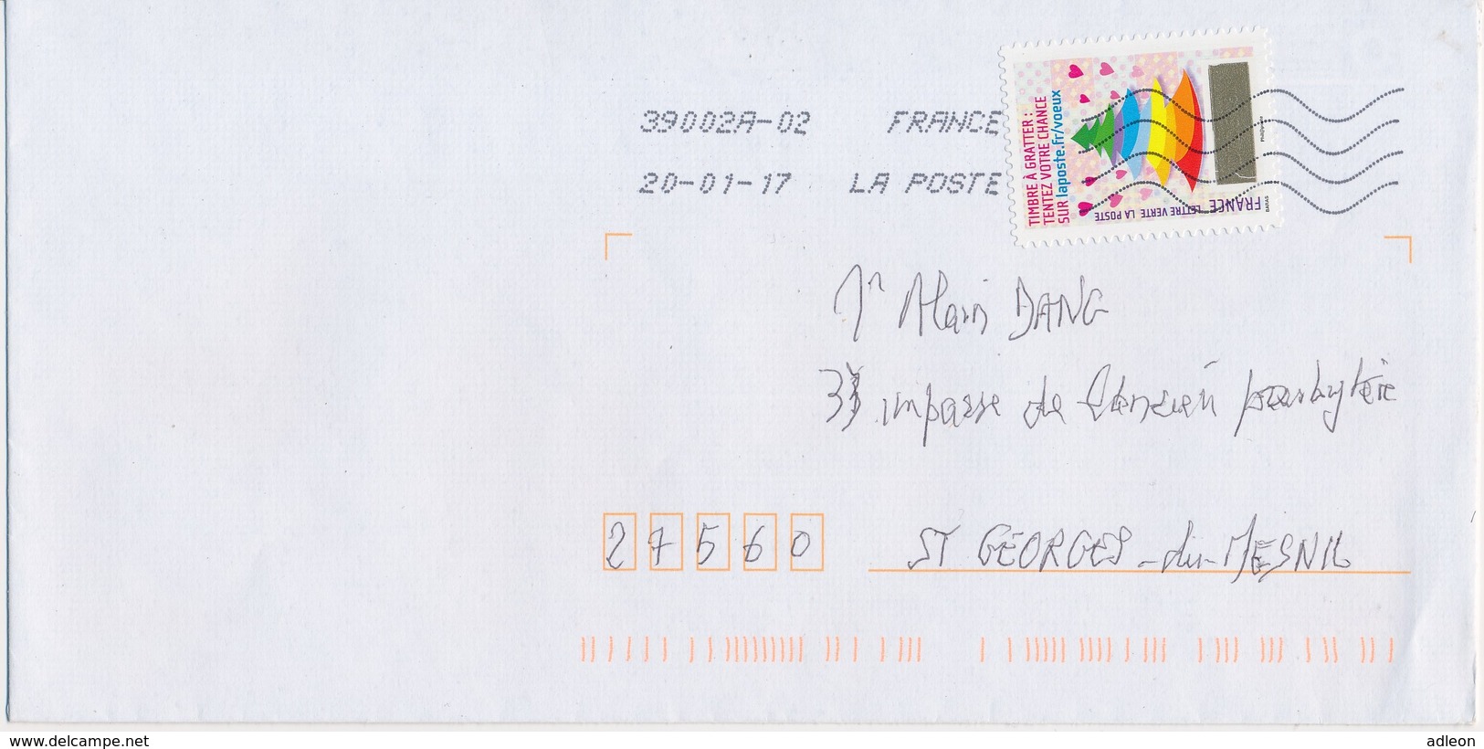 France - Voeux 2016 - YT A1347 Obl. Ondulations TSC1000 Sur Lettre - Briefe U. Dokumente