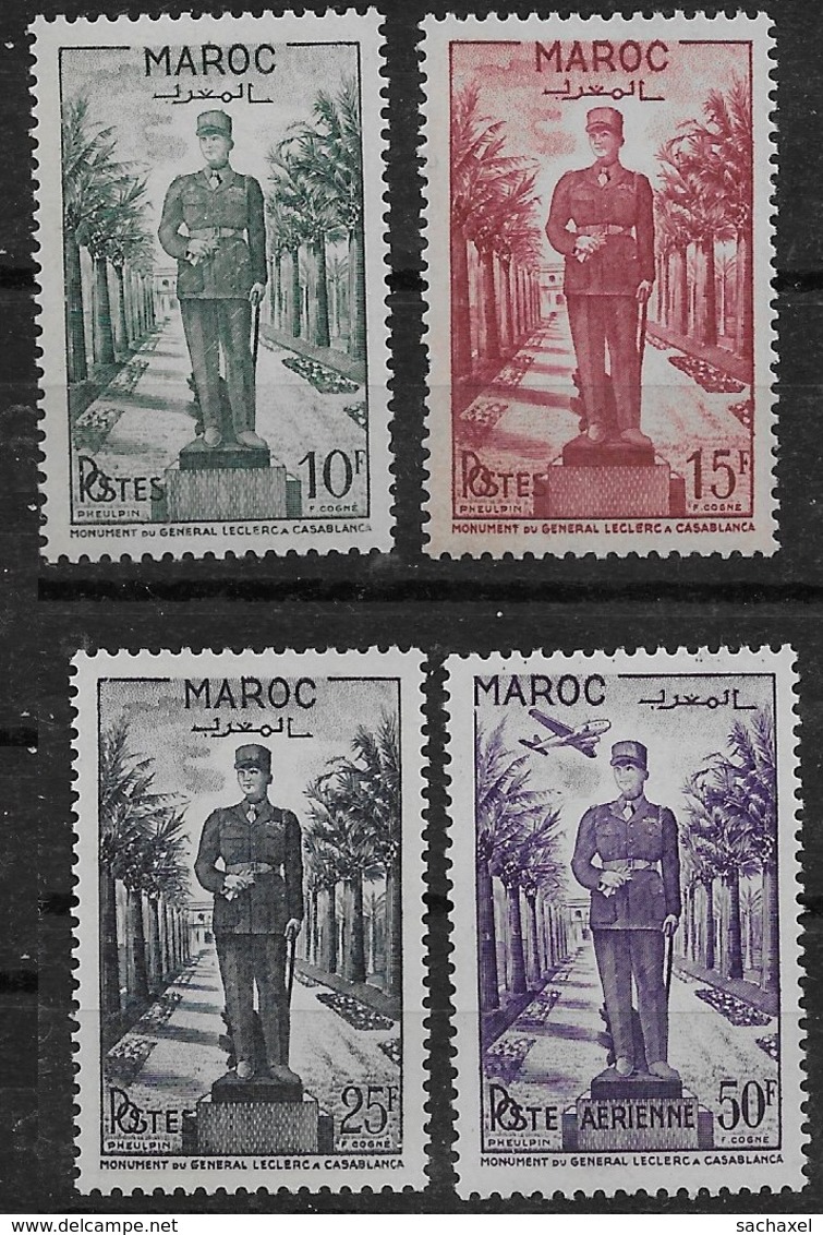 1951 Maroc N° 299 à 301 Et PA 81 Nf** MNH  . Monument Au Général Leclerc à Caszablanca. - Neufs