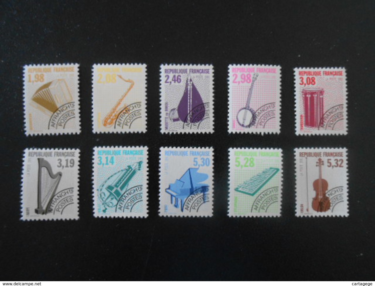 FRANCE  YT PR214/223 INSTRUMENTS DE MUSIQUE (IV)** Dentelés 13 - 1989-2008