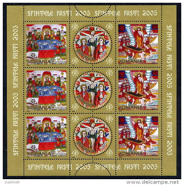 ROMANIA 2005 Easter Sheetlet MNH / **.  Michel 5923-25 KB - Blocks & Sheetlets