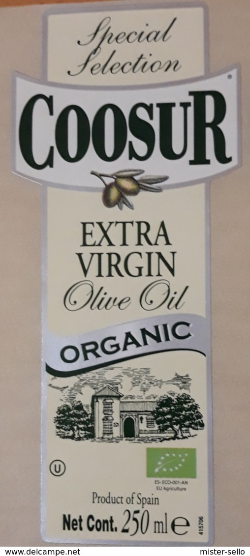 ACEITE DE OLIVA COOSUR ORGANIC EXTRA VIRGIN 250 ML ETIQUETA NUEVA - MINT. - Otros & Sin Clasificación