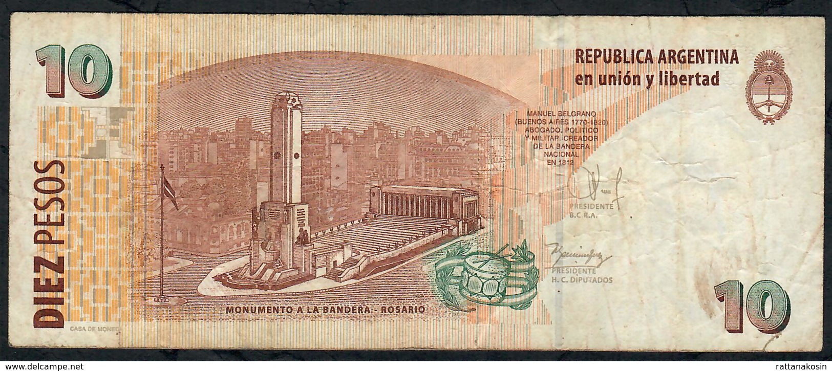 ARGENTINA P354g 10 PESOS 2014 Serie N Signature 84 AVF NO P.h. - Argentine