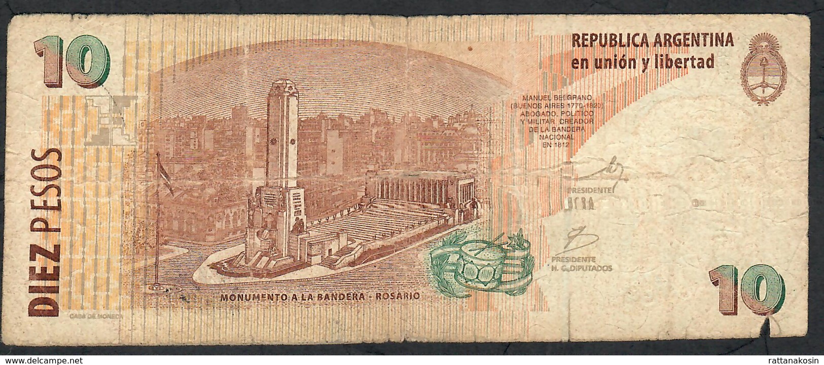 ARGENTINA P354e 10 PESOS 2010 Serie M Signature 80  VG - Argentina