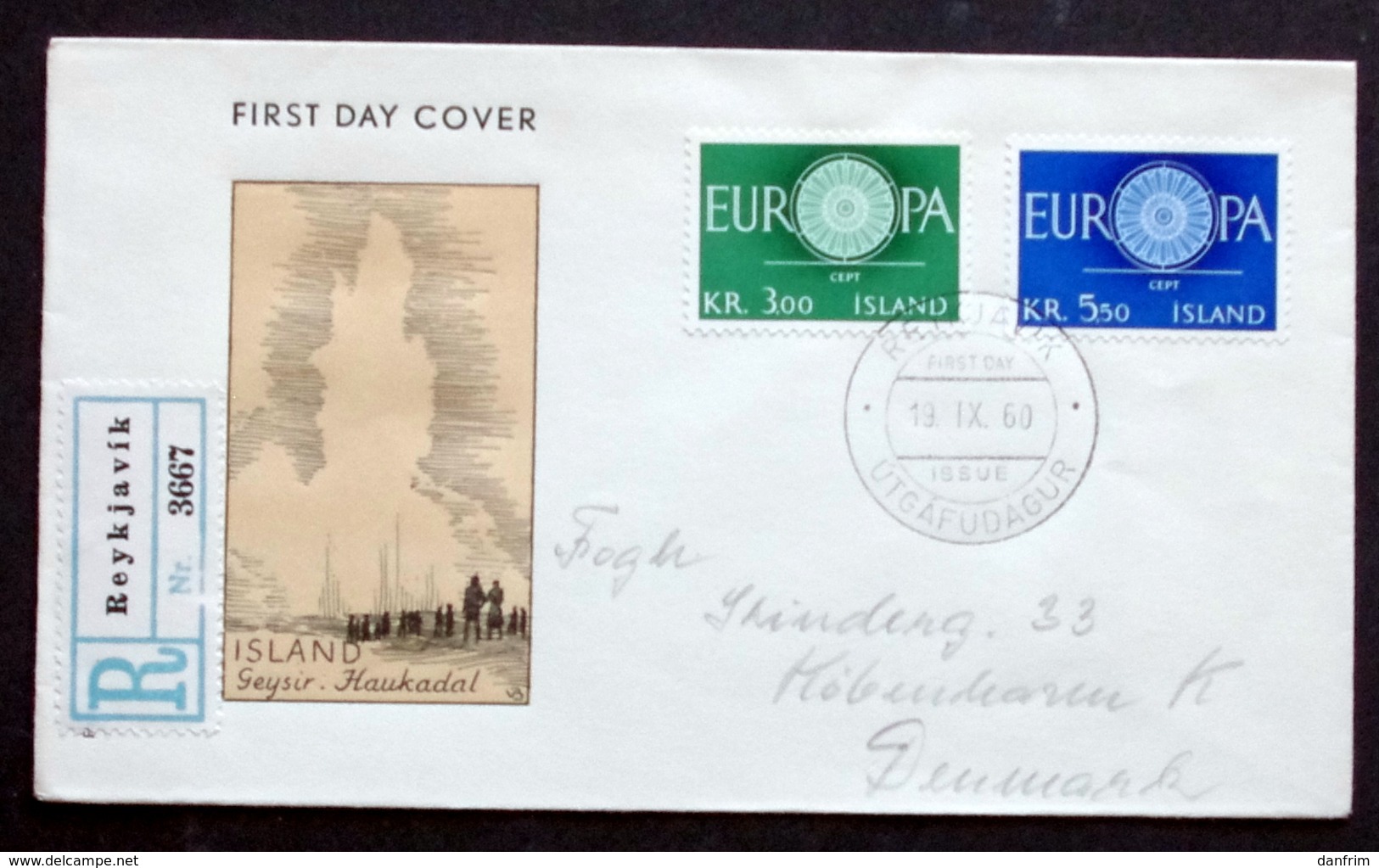 Iceland 1960 EUROPA MiNr.343-44 FDC (parti 119) FOGHS COVER - FDC