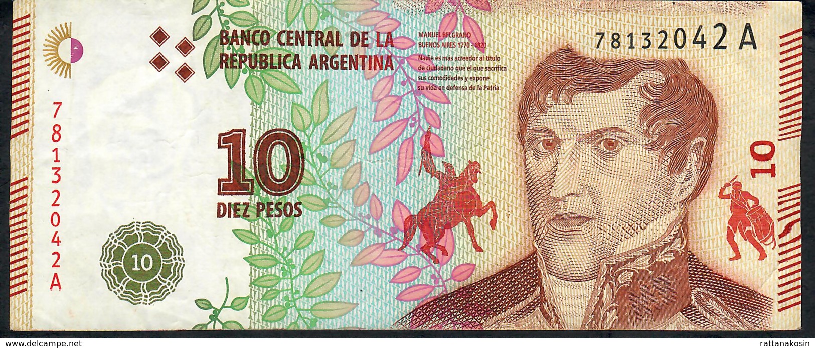 ARGENTINA P360  10 PESOS 2016 Serie A Signature 85    VF NO P.h. - Argentina