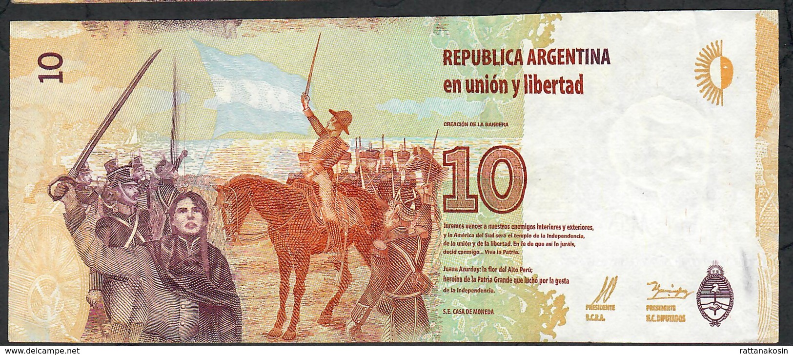 ARGENTINA P360  10 PESOS 2016 Serie A Signature 85    VF NO P.h. - Argentina