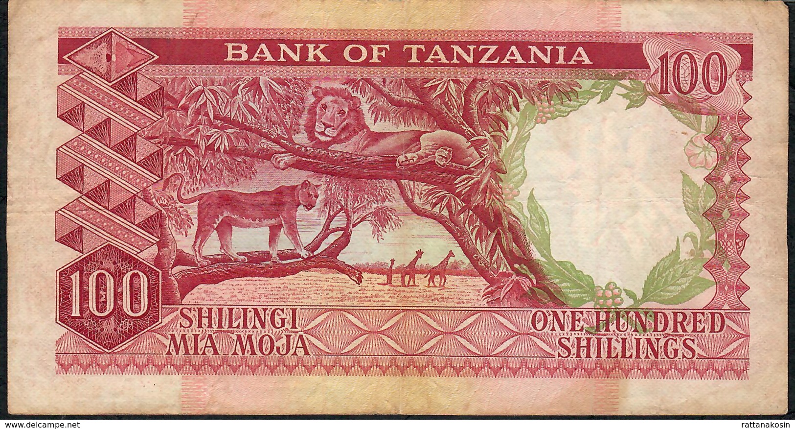 TANZANIA P5b 100 SHILLINGS  #R 1966  Signature 3       VF NO P.h. - Tanzanie