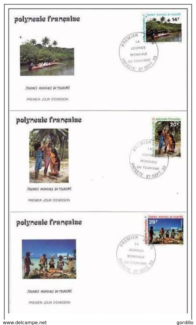 3  FDC  POLYNESIE -LA JOURNEE MONDIALE DU TOURISME -  27 09 1993 - YT. 440 / 44 - FDC